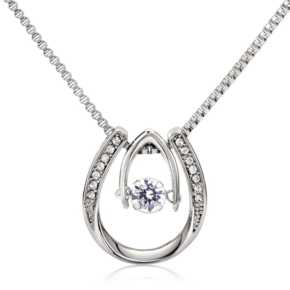 Lucky Horseshoe Necklace with CZ Crystals Q90440