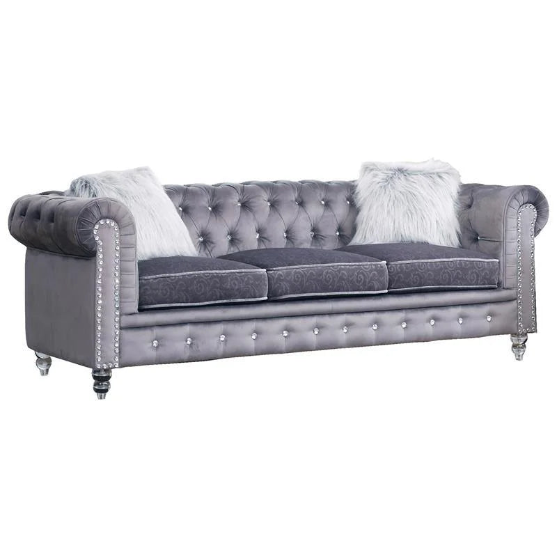 Gray Fabric Sofa Set 2Pcs with Acrylic Legs S5119