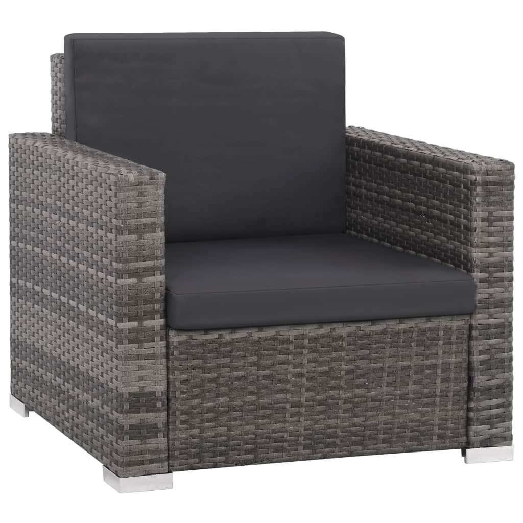 12 Piece Gray Poly Rattan Patio Sofa Conversation Set with Coffee Table and Ottoman D8042