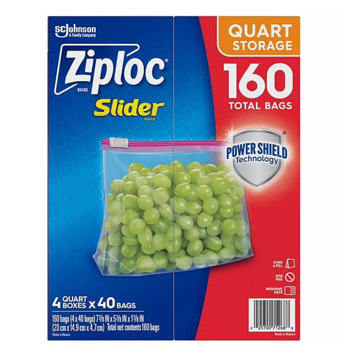 Ziploc Storage Slider Quart Bags (160 ct.) S2204