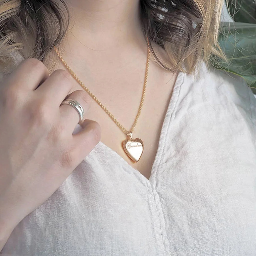 Solid 14K Yellow Gold Sweetheart Locket Necklace Pendants O124