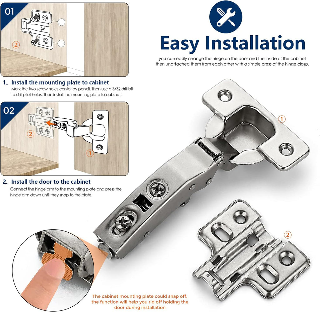 50 Pack 25 Pairs Soft Close Full Overlay Cabinet Door Hinges I728