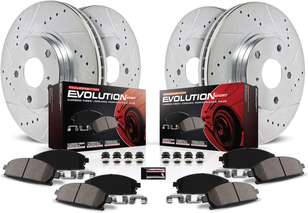 Z23 Carbon Fiber Brake Pads with Drilled & Slotted Brake Rotors Kit Z370271