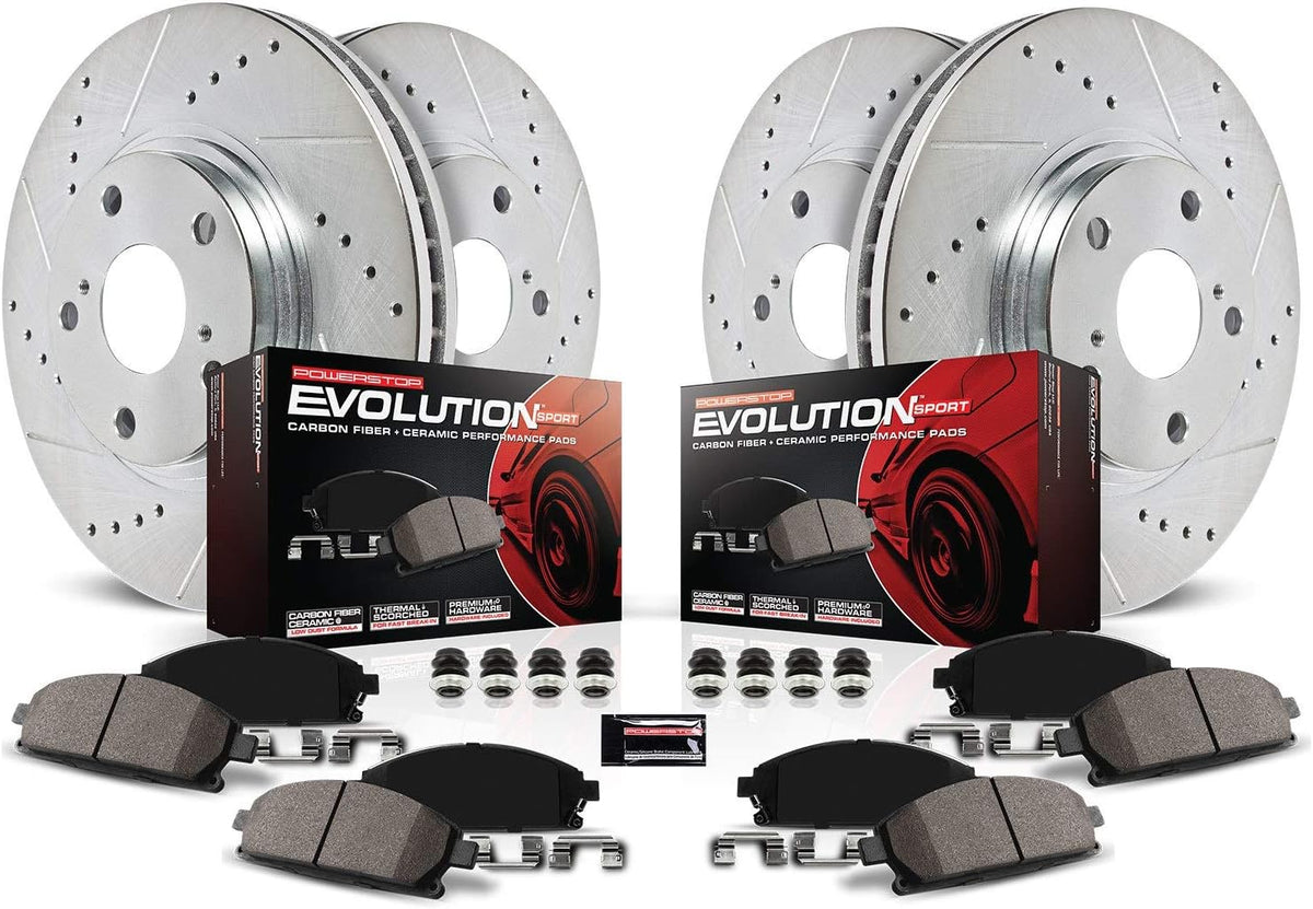 Z23 Carbon Fiber Brake Pads with Drilled & Slotted Brake Rotors Kit Z370271