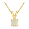 14K Yellow Gold Opal Solitaire Pendant Necklace O399