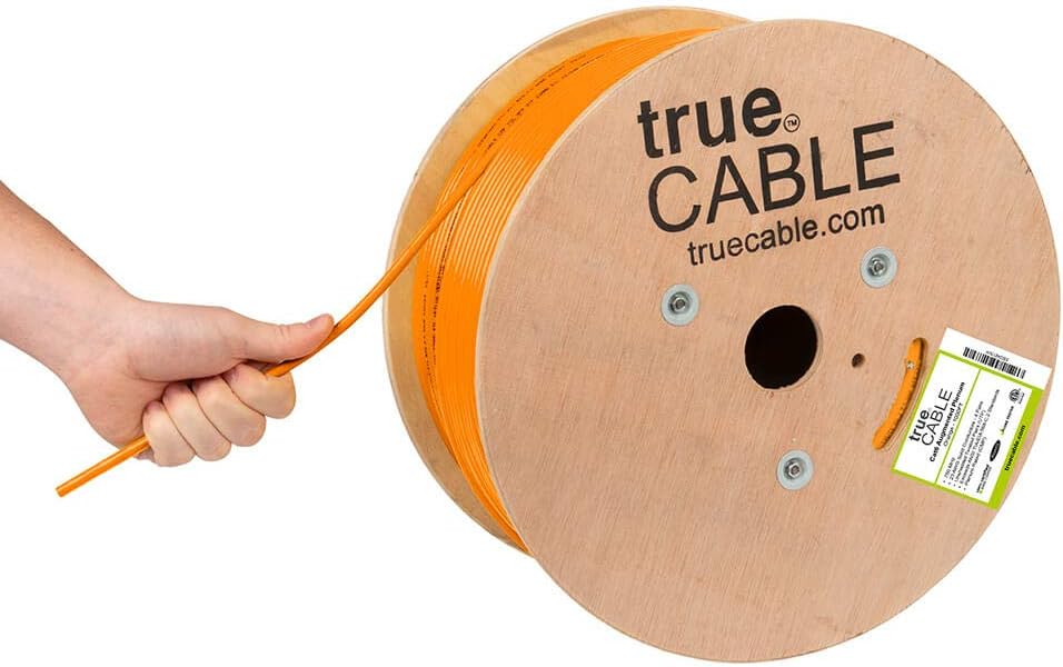 Cat6A Plenum 1000ft Yellow 23AWG 4 Pair Solid Bare Copper Bulk Ethernet Cable X69255