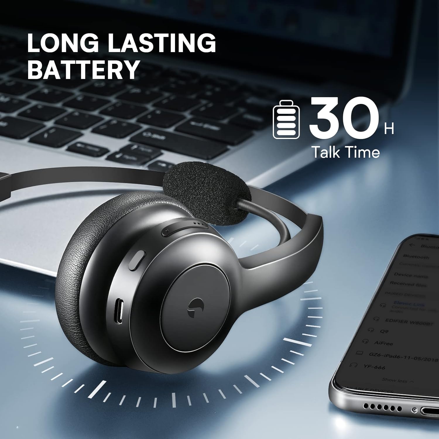Bluetooth Trucker Headset with Microphone, Wireless On-Ear Headphones G6045