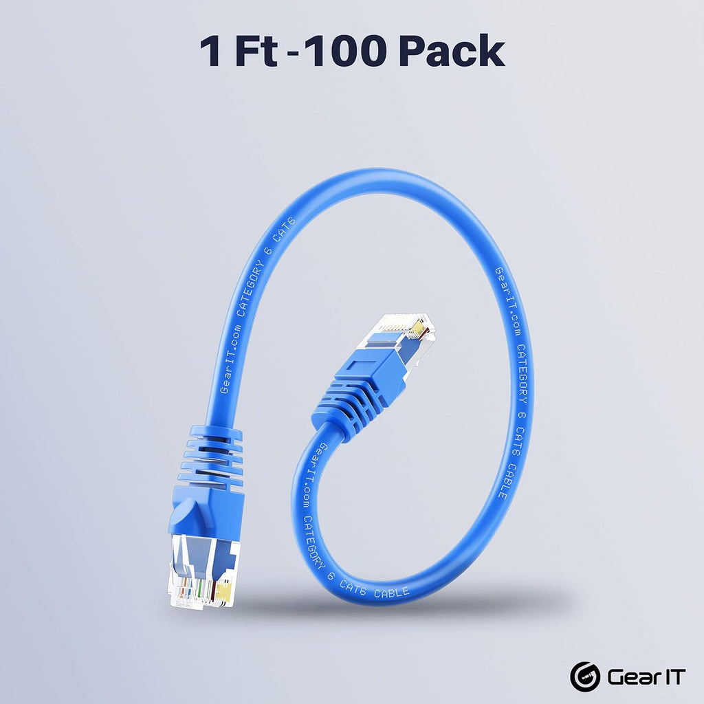 Cat6 Ethernet Cable 1 ft (100-Pack) Blue L791