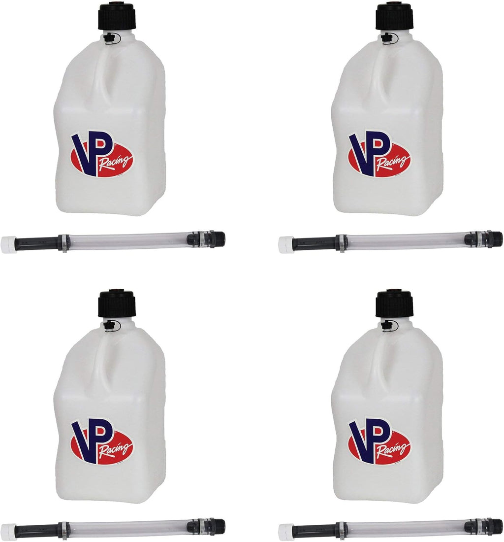 5 Gallon Square Plastic Utility Jug Red with 14 Inch Deluxe Hose (4 Pack) Q6229