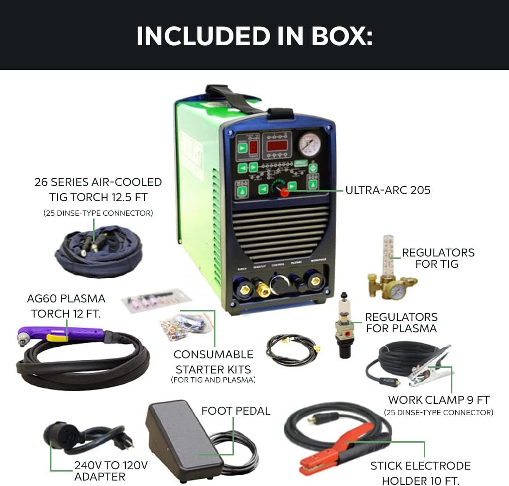Multi Process Welder TIG Stick Pulse Plasma Cutter Dual Voltage 110v/220v D73411