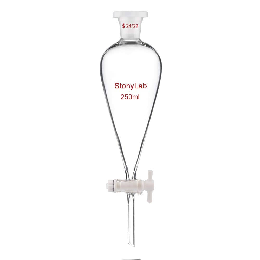 250ml Borosilicate Glass Conical Separatory Funnel Y8177