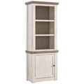 Antique White and Brown Wooden Left Pier Cabinet with 1 Door and 2 Shelves Q48427