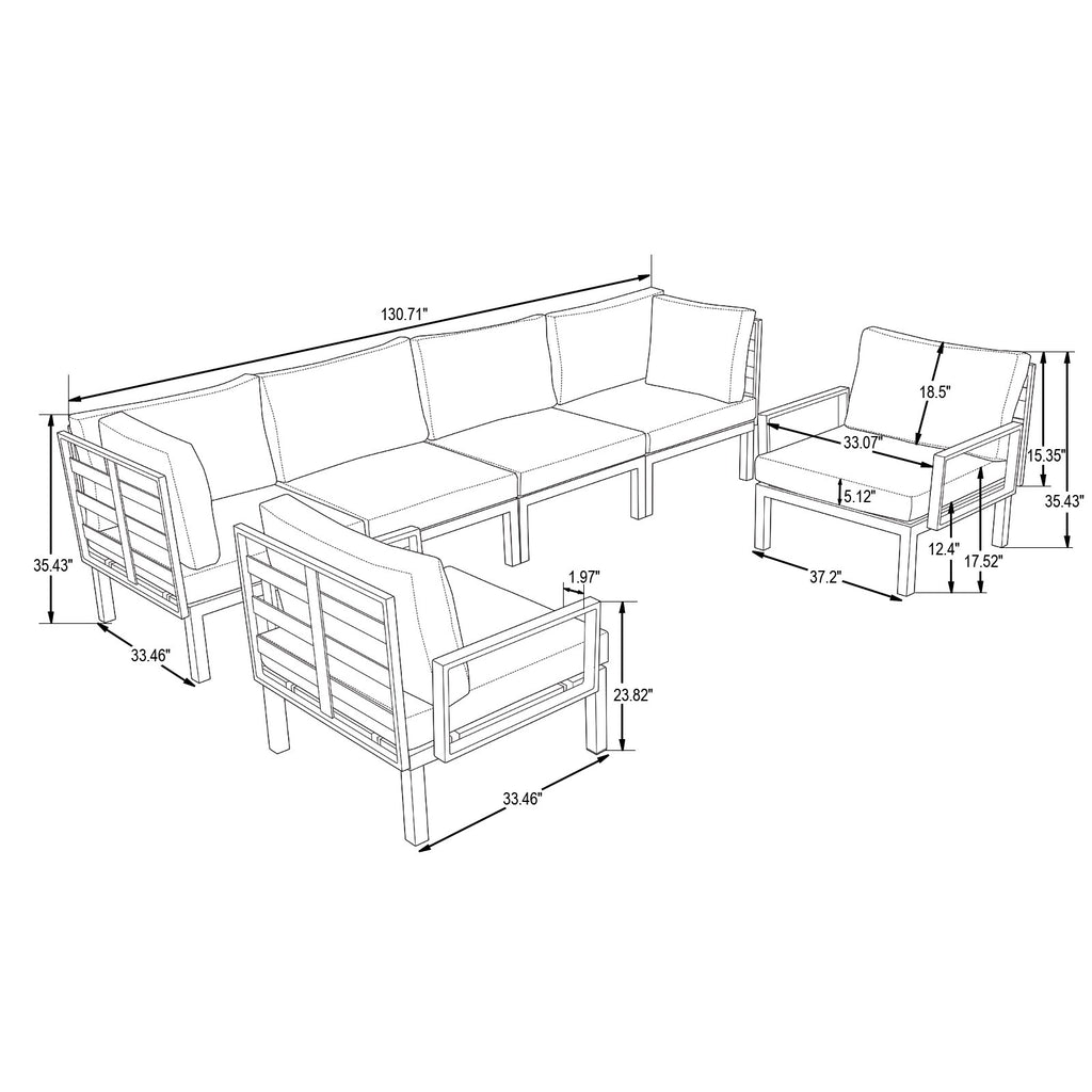 Red Modular Patio Sectional Set with Cushions O298