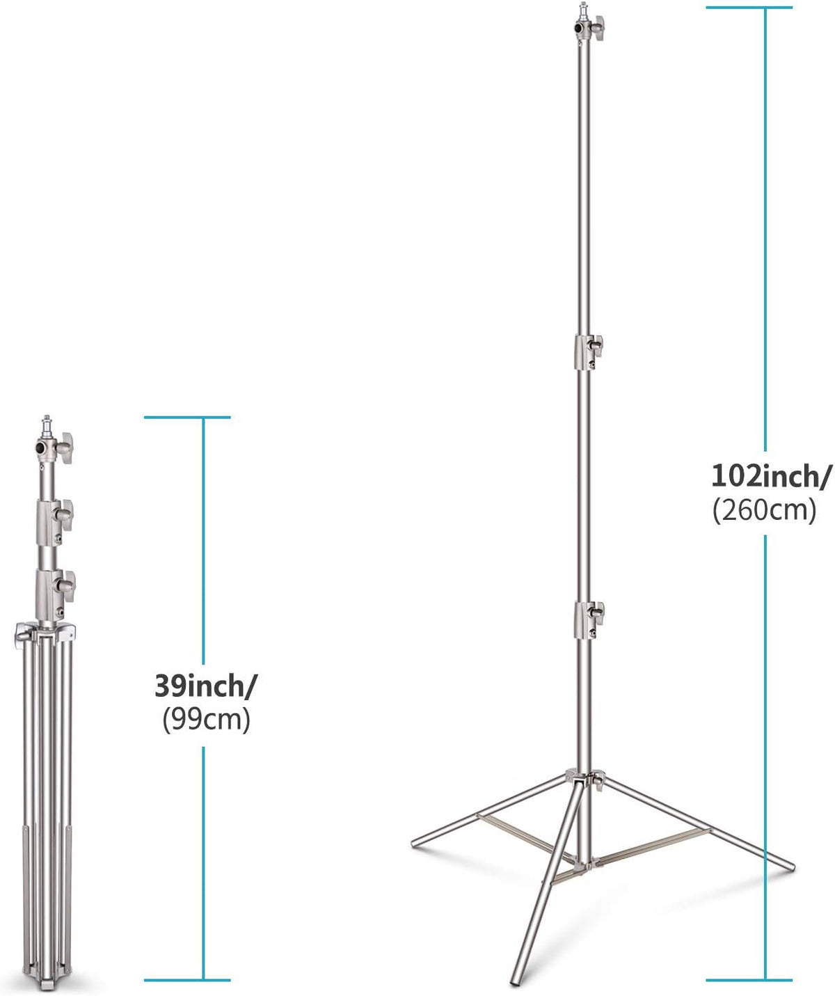 Stainless Steel Light Stand 102 inches Heavy Duty with Universal Adapter X776277