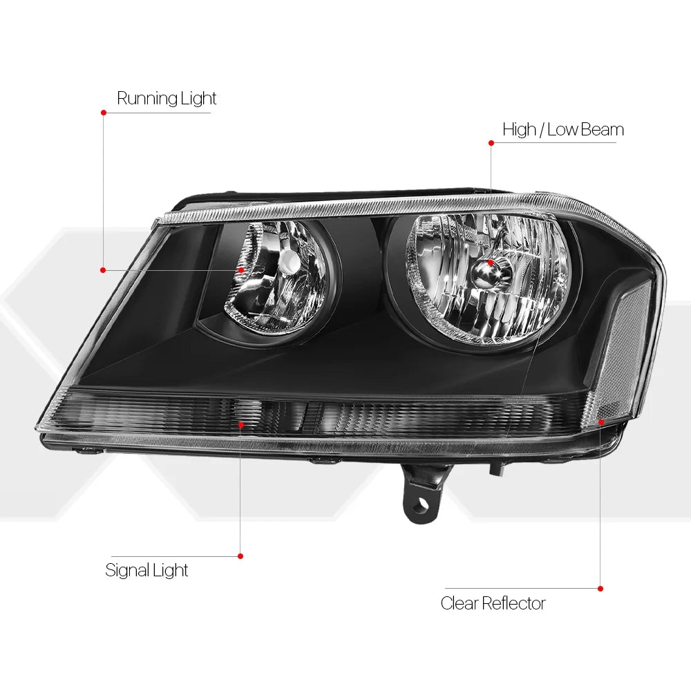 Black Housing Headlight Lamp with Clear Turn Signal Reflector W727429