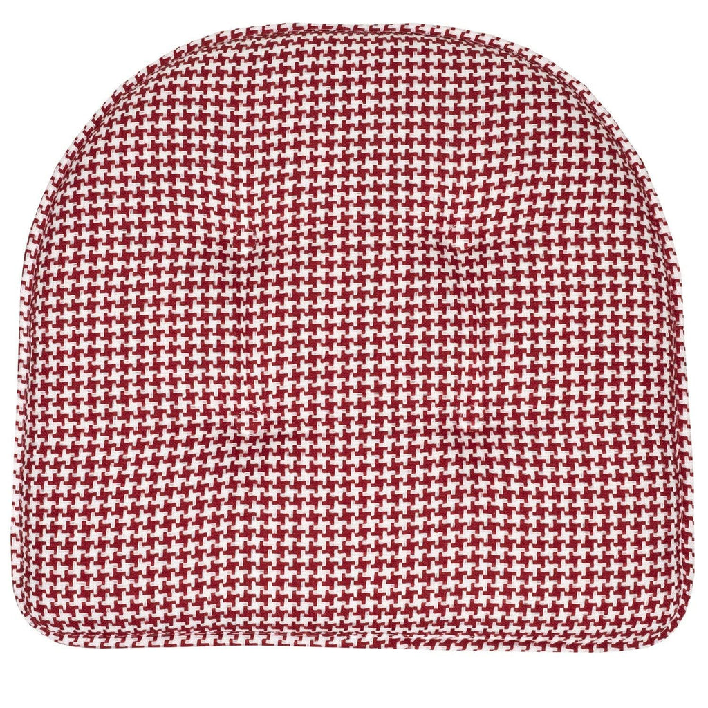 Red Houndstooth U-Shaped Memory Foam Chair Pad Set of 12 J8166