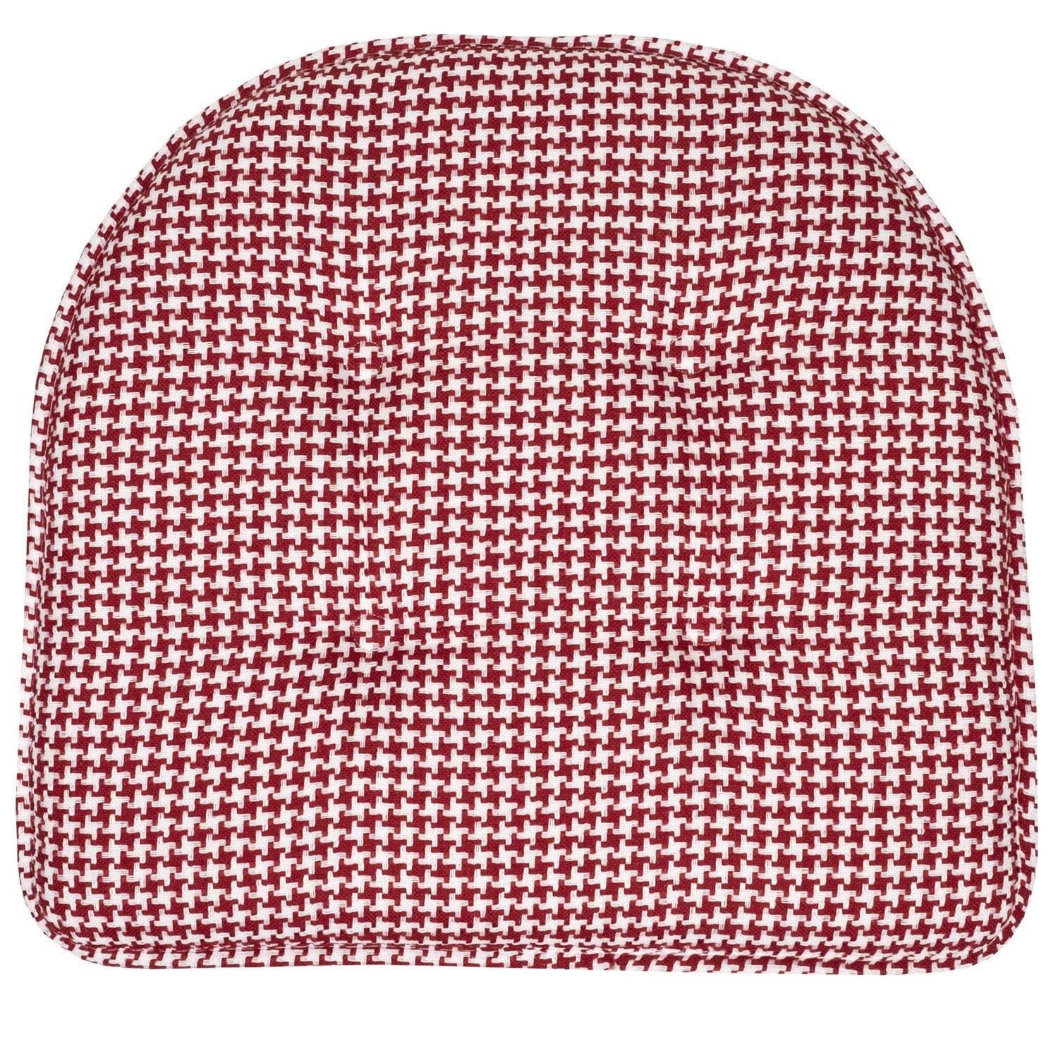 Red Houndstooth U-Shaped Memory Foam Chair Pad Set of 12 J8166