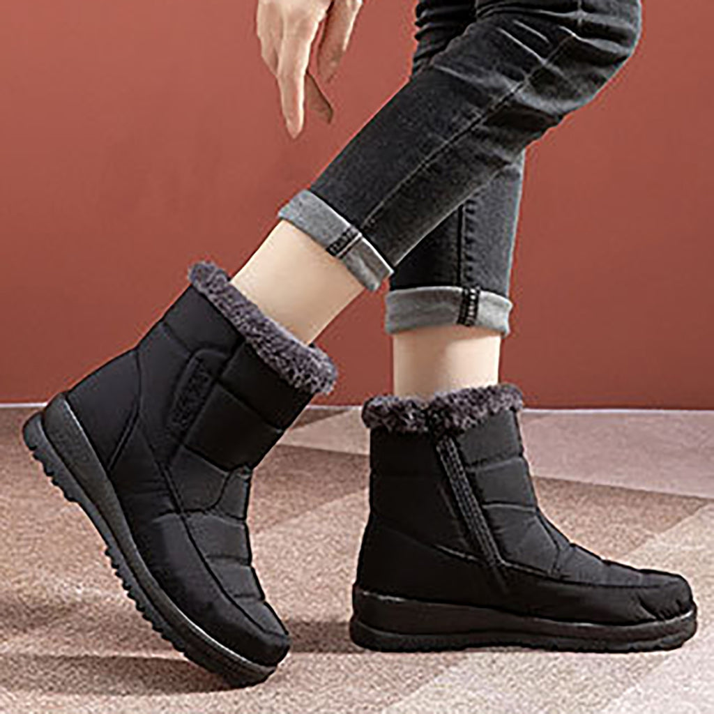 Women's Mid Calf Snow Boots with Side Zipper D943