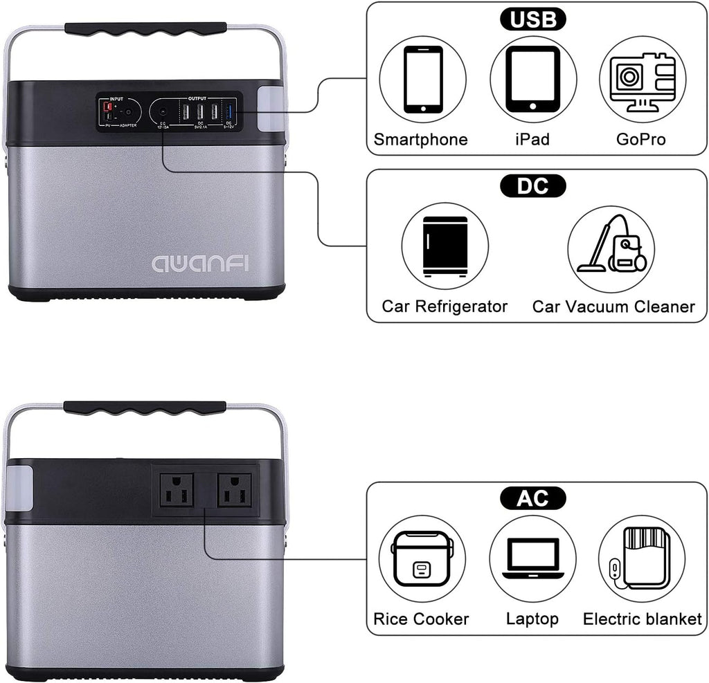 505 Wh Portable Power Station Solar Generator with 110V 500W AC Outlets S905