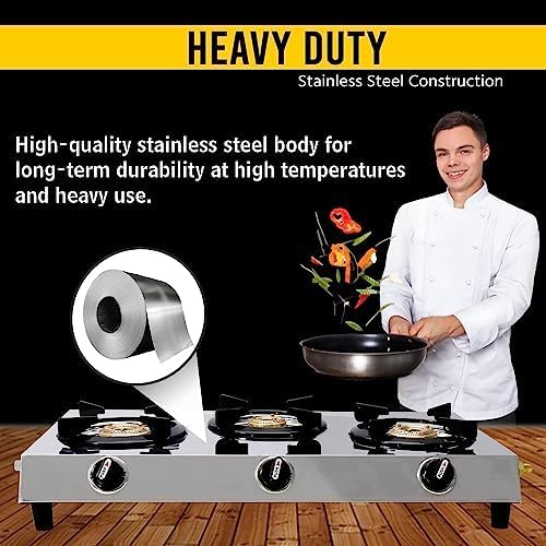 3 Burner Stainless Steel Propane Stove with Hose & Regulator F155