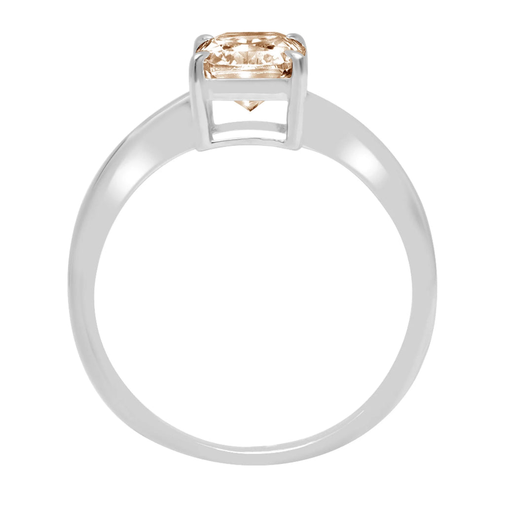 1.75ct Radiant Cut Champagne Simulated Diamond 14k White Gold Ring Size 8.25 S322402