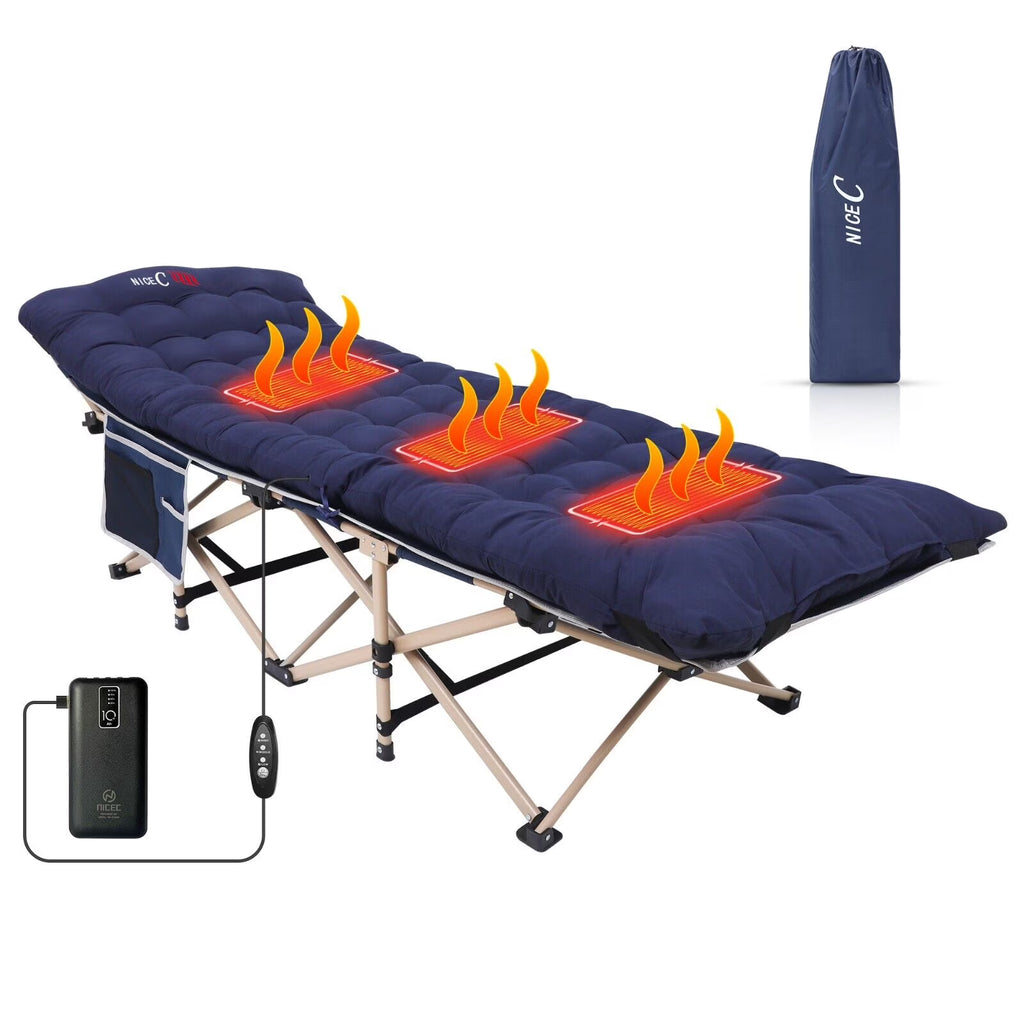 Navyblue Folding Cot with Mattress and Carry Bag G3121