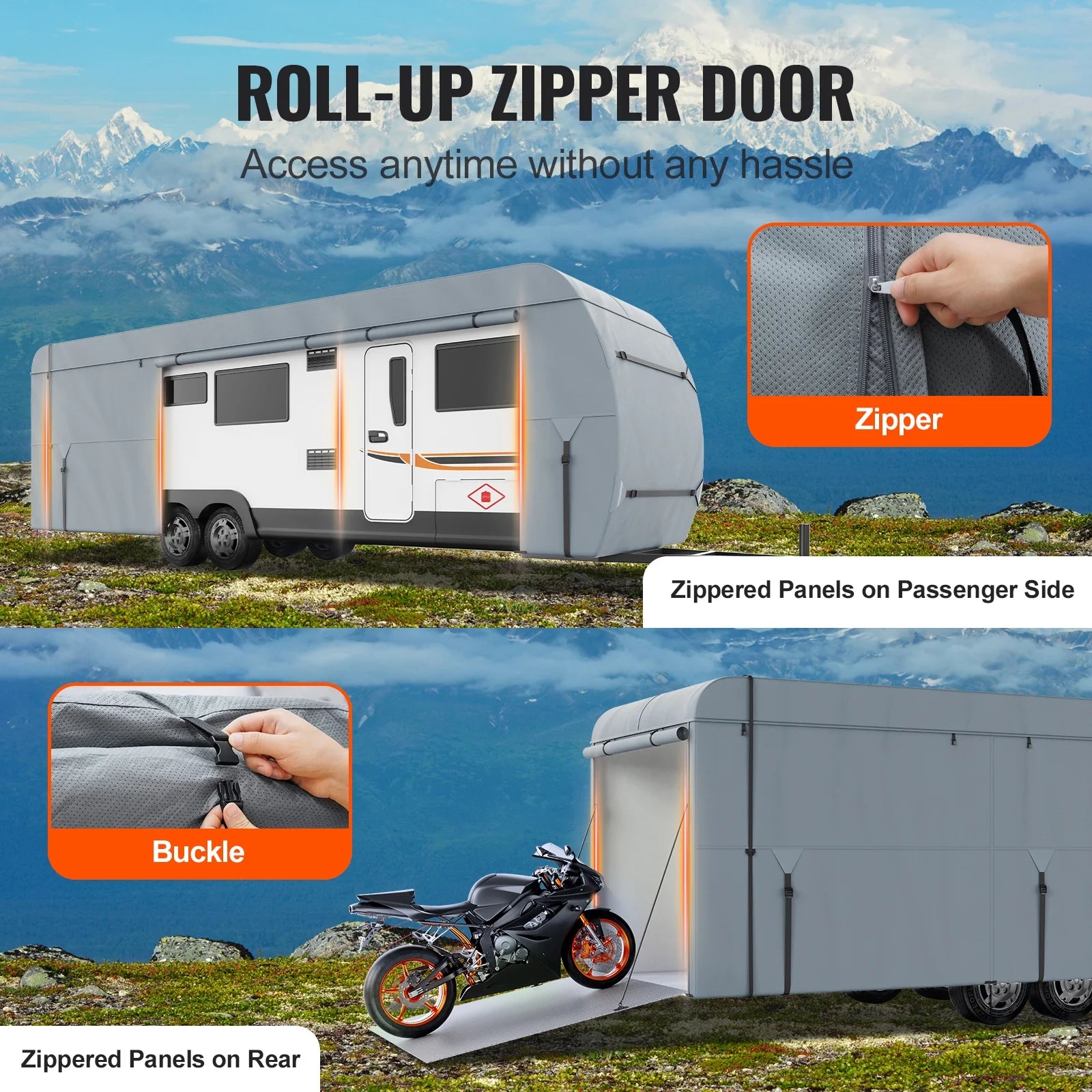 28-30' 4-Layer Non-Woven Fabric RV Cover with Storage Bag and Patches E17891