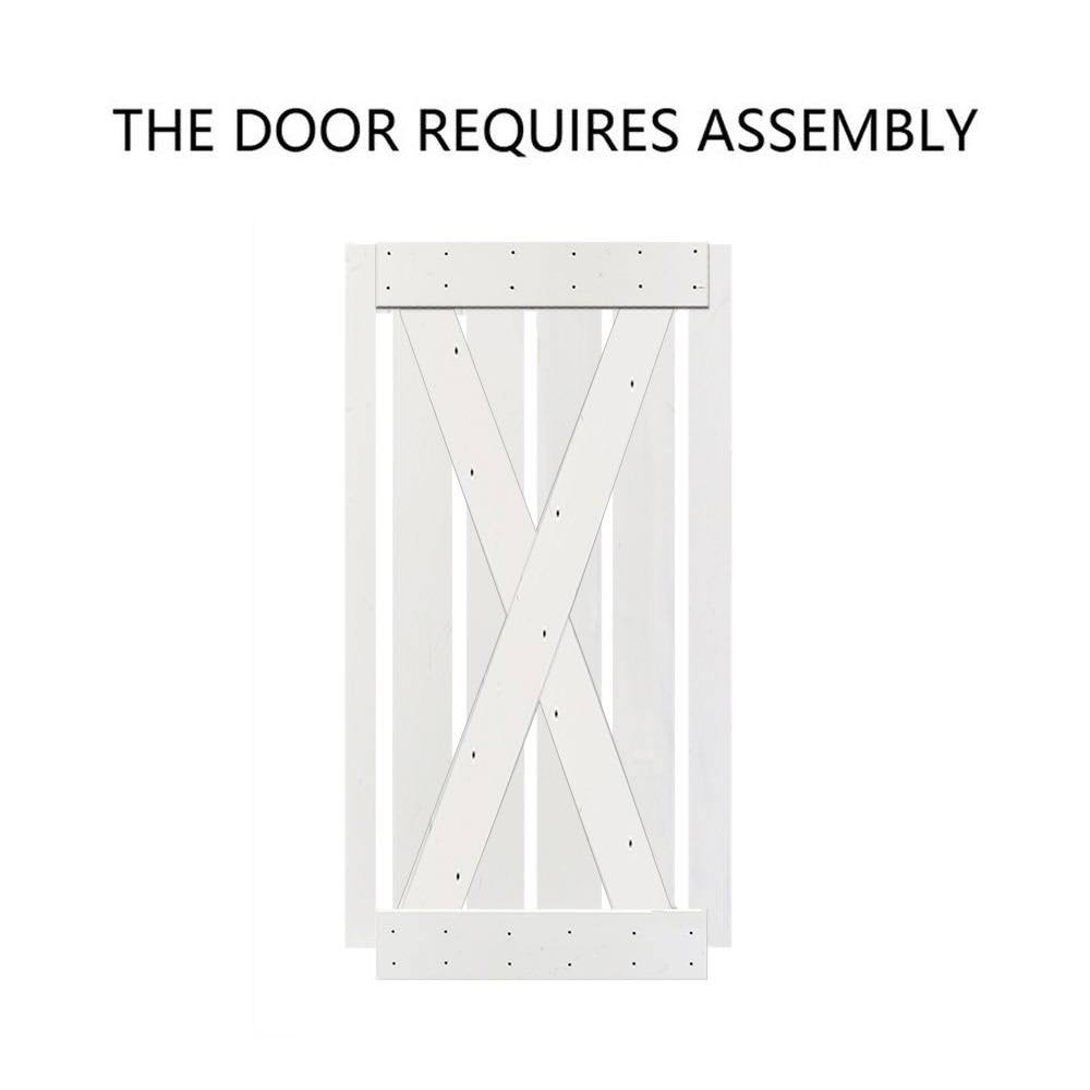 White Knotty Pine Wood Interior Sliding Barn Door with Hardware Kit Y686