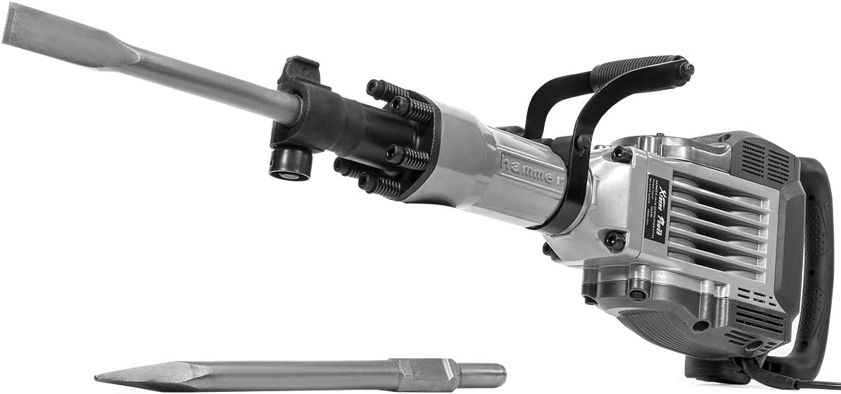 3600W Heavy Duty Electric Demolition Jack Hammer Concrete Breaker with Chisel & Point Chisel Bit Hand Gloves Case B449694