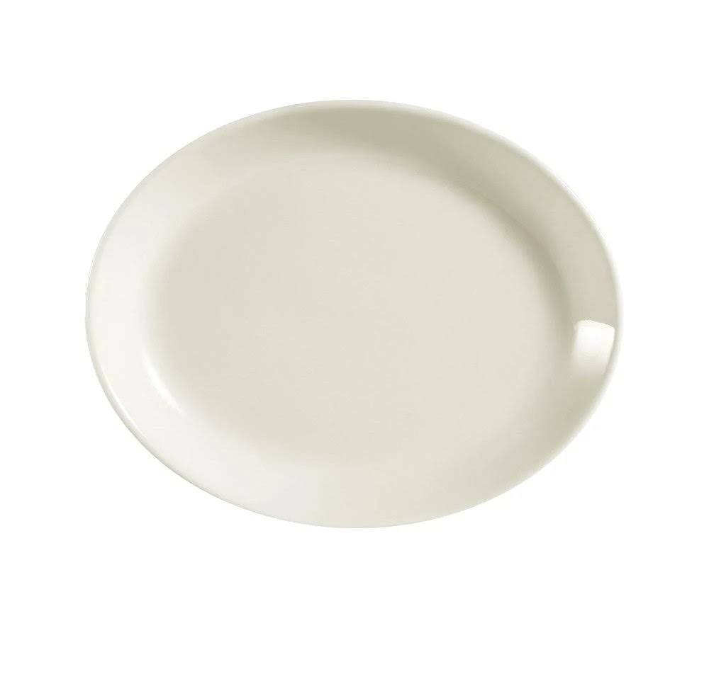Stoneware Coupe Oval Platter, American White, Box of 12 Q54070