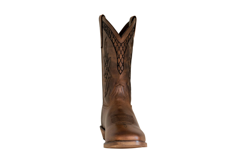 Brown Wide Square Toe Western Boot I911