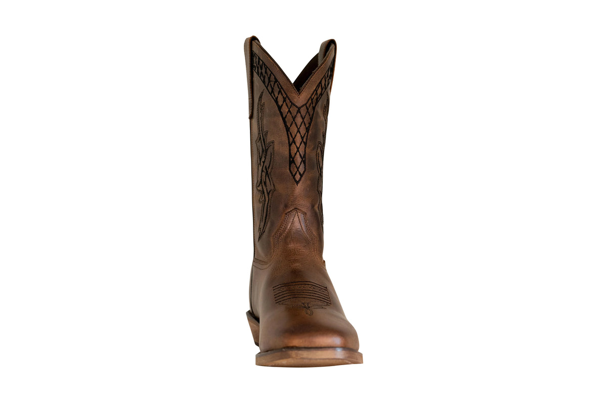 Brown Wide Square Toe Western Boot I911