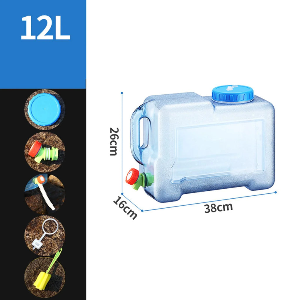 Transparent Blue 12 Liters Portable Water Container with Faucet D582