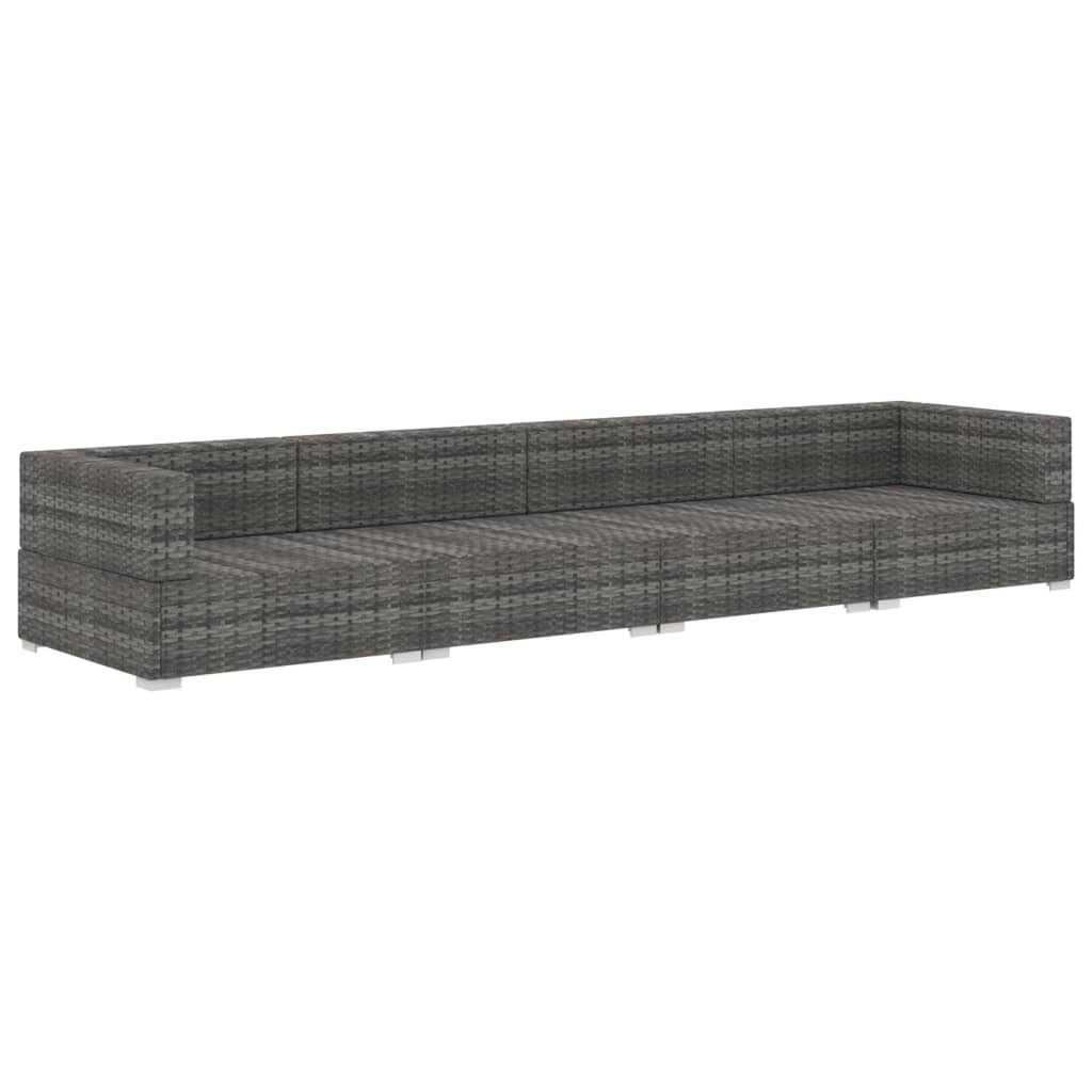 4 Piece Patio Sofa Set with Cushions Poly Rattan Gray A790