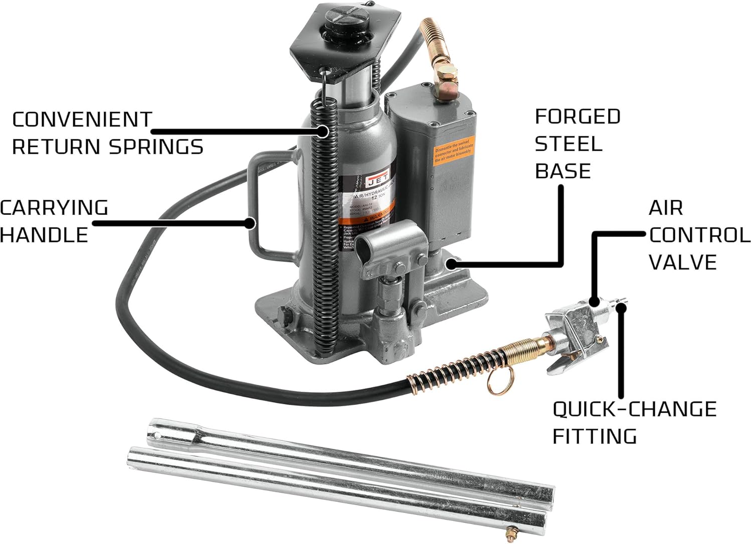 12-Ton Air/Hydraulic Bottle Jack R80832