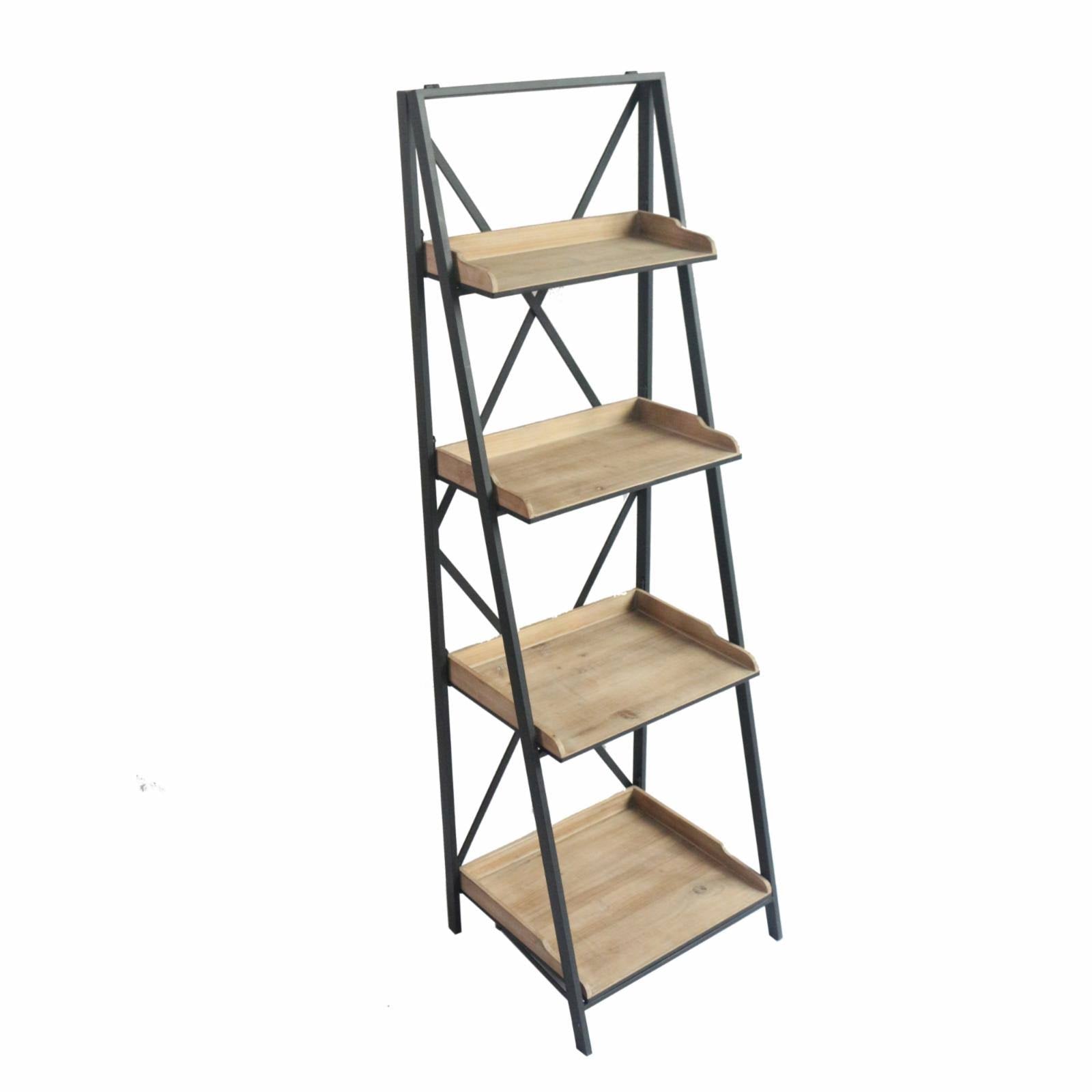 Brown and Steel Gray 18x22 Bookcase with Four Wood Shelves and Metal Frame Y357583