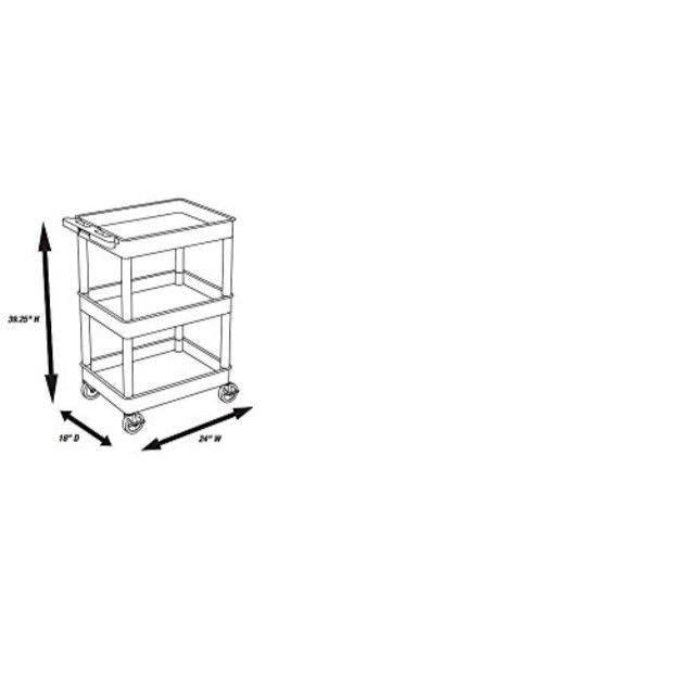 Black Automotive Utility Cart with 3 Shelves S44418