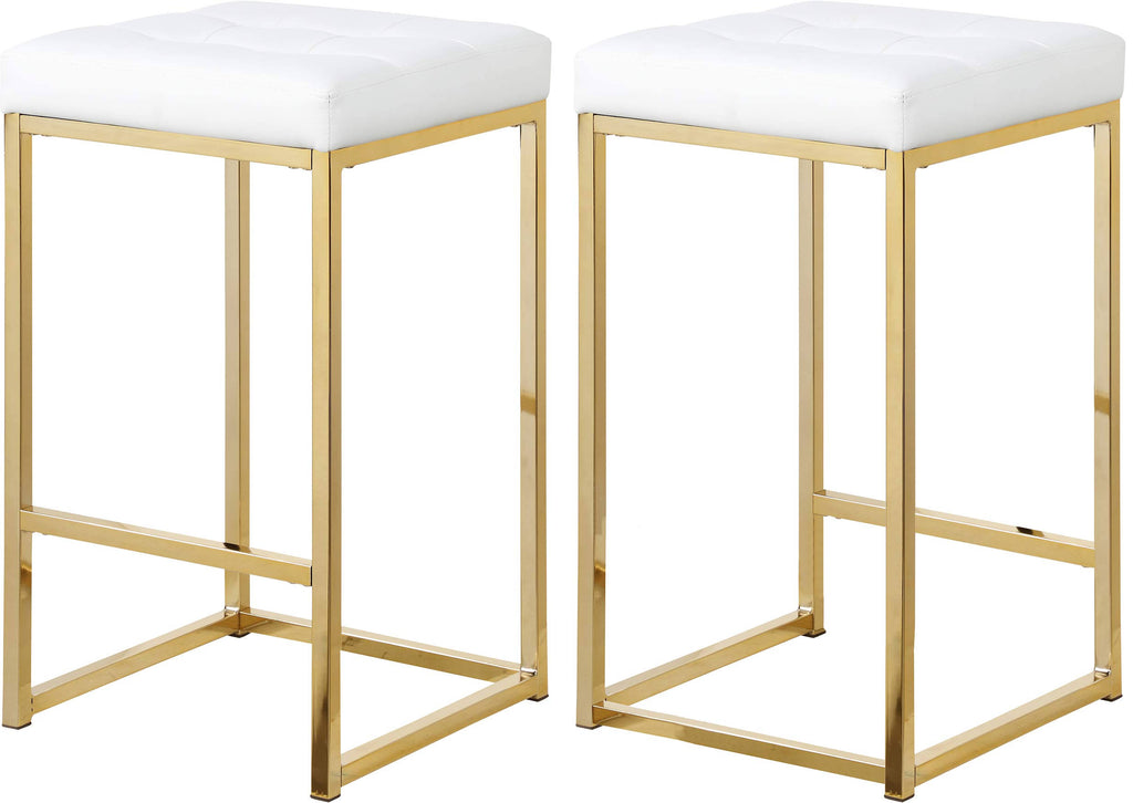 White Leather Tufted Counter Stool (Set of 2) R271544
