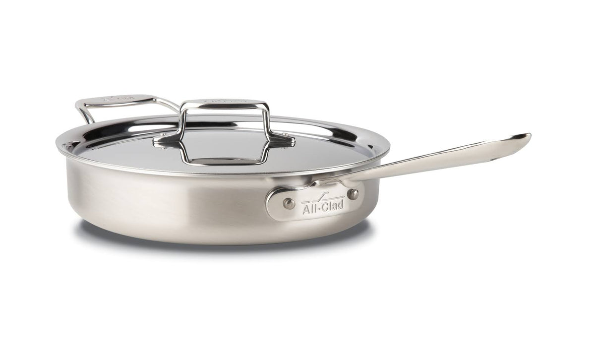 Brushed Stainless Steel Saute Pan with Lid – 3qt T370854