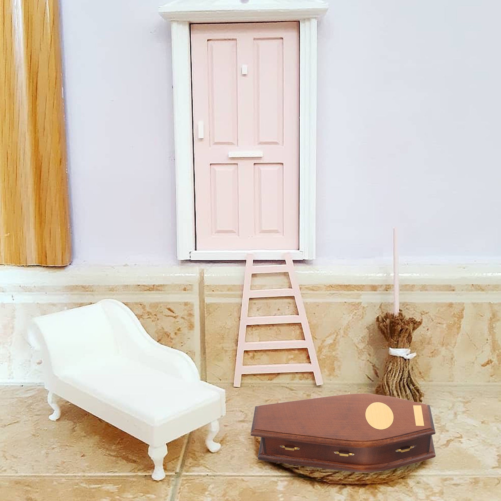 Mini Coffin Wood Doll House Furniture S1226