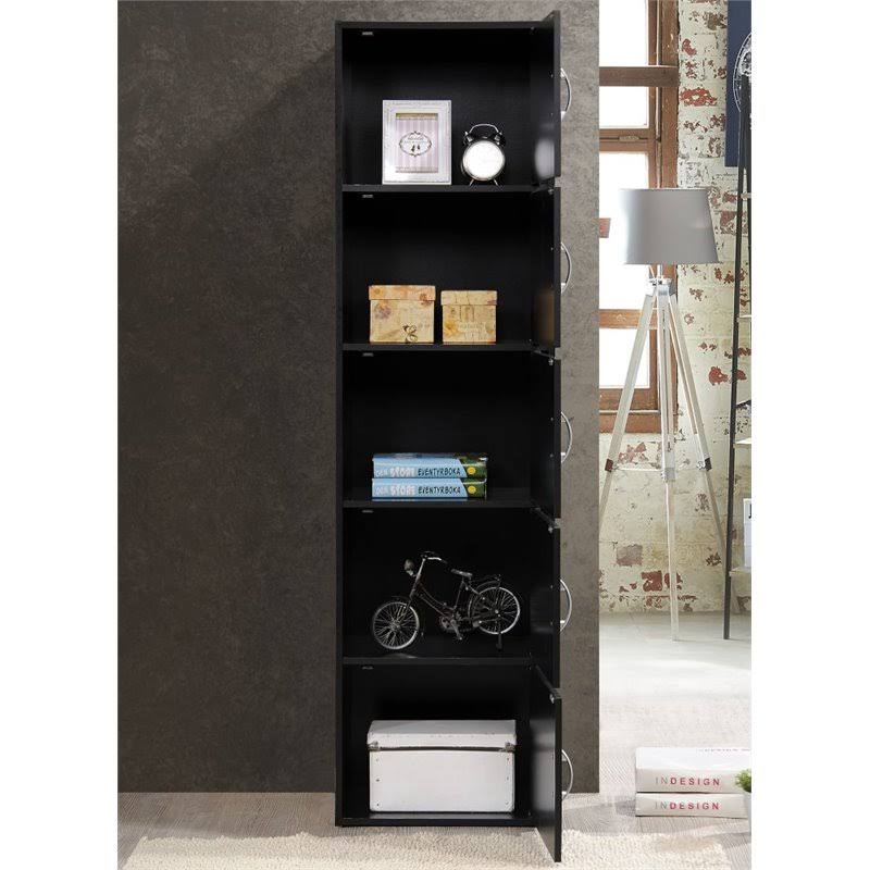 5 Shelf 5 Door Bookcase in Black M40985