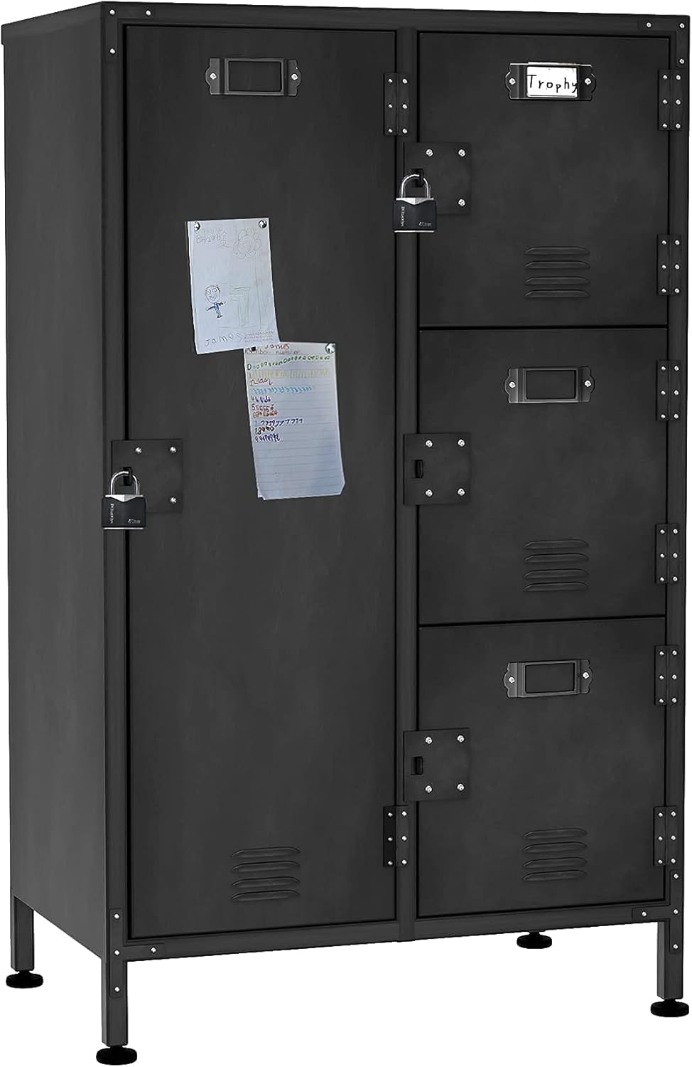 4 Door Lockable Black Metal Storage Cabinet with Shelves C105934