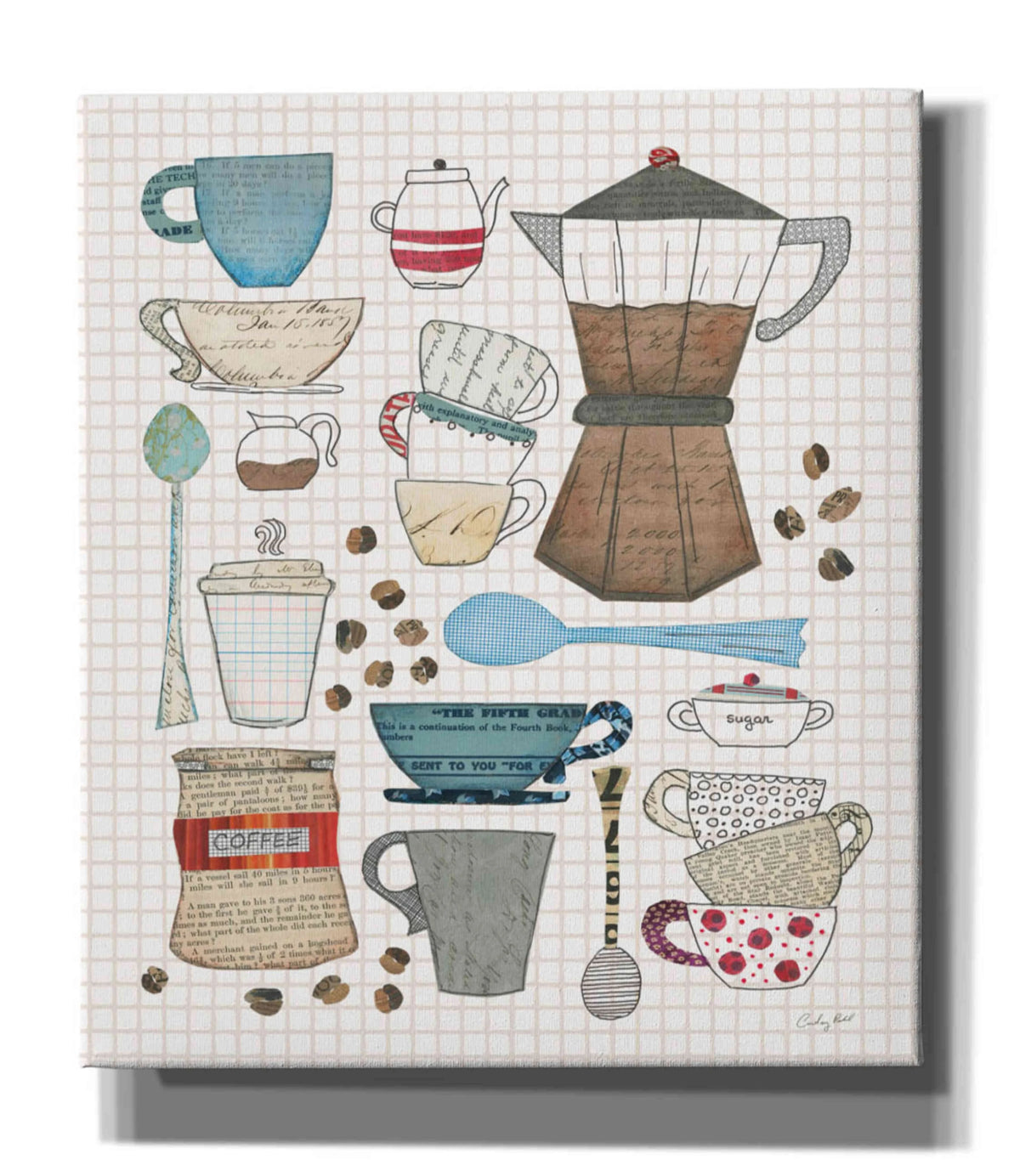 Coffee Chart I v2 Gingham Giclee Canvas Wall Art W57346