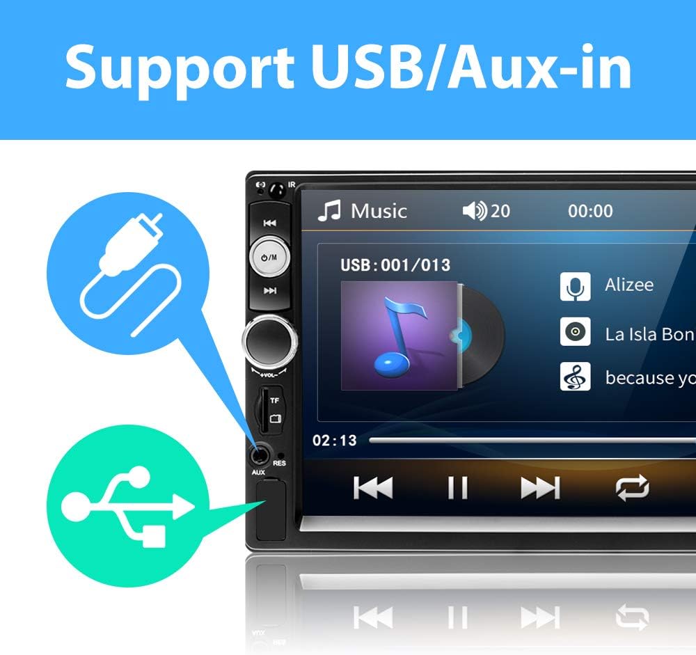 Double Din Bluetooth 7 Touch Screen Car Radio with Remote Control M606