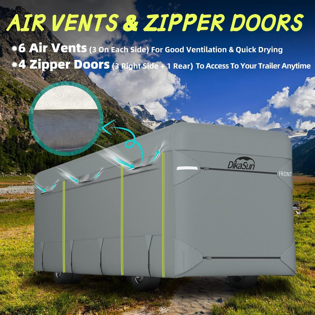 RV Cover for 37'-40' with 2Pcs Extra Straps & 6 Gutter Covers（Grey） O3151