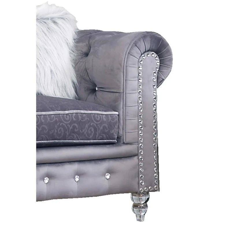 Gray Fabric Sofa Set 2Pcs with Acrylic Legs S5119