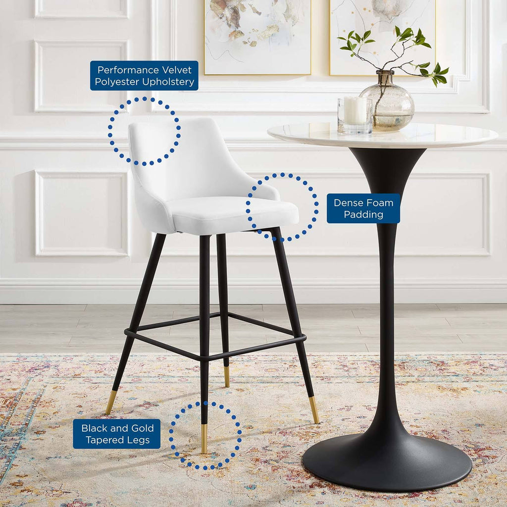 White Performance Velvet Bar Stool C16821