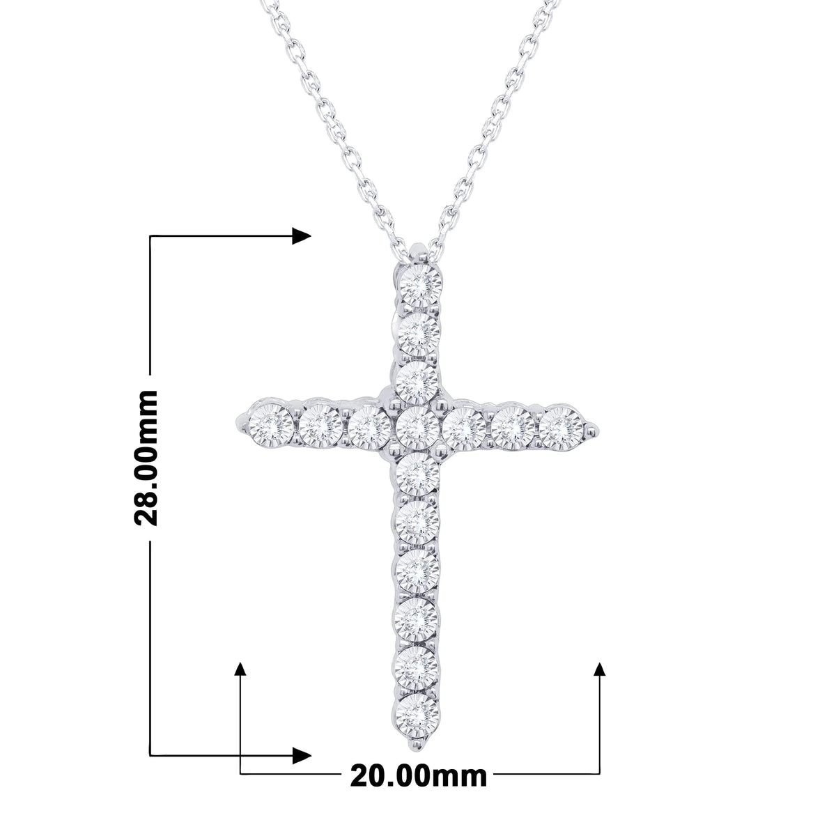 18K White Gold Over Silver Diamond Cross Pendant Necklace P69683