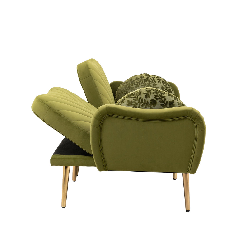 Velvet Love Seats Sofa with 2 Bolster Pillows F721
