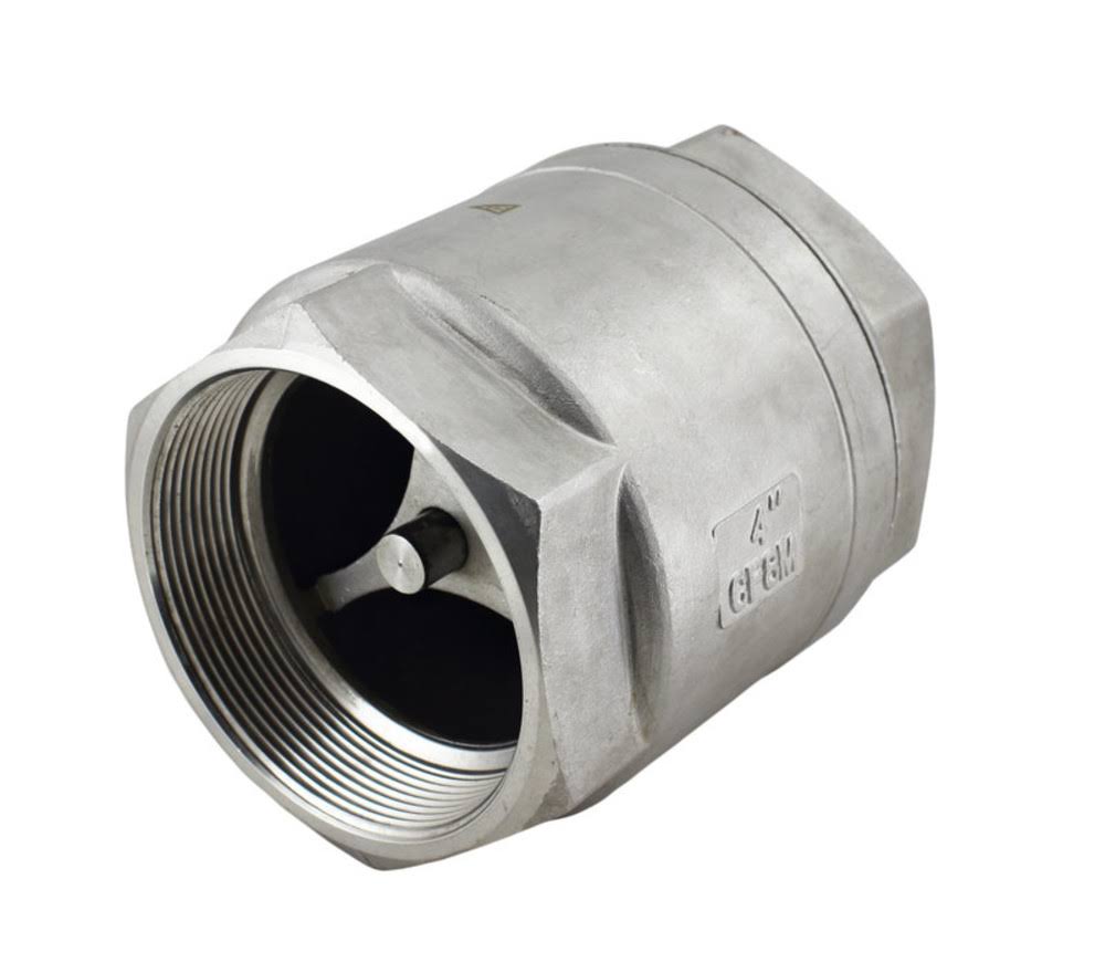 Vertical Check Valve, 4x22 Female NPT, Spring Loaded, All Metal 304 Stainless Steel, PTFE Seals T794